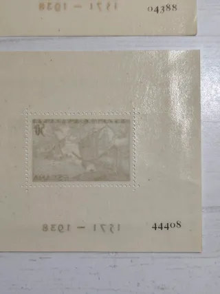 Hojas sellos 1938 Batalla de Lepanto.