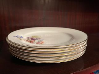Lote 6 Platos Cerámica Florales Antiguos