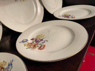 Lote 6 Platos Cerámica Florales Antiguos