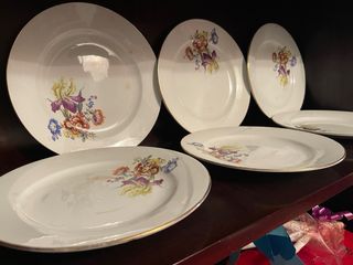 Lote 6 Platos Cerámica Florales Antiguos