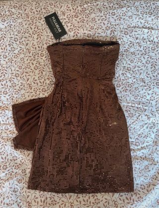 Vestido Pull&Bear marrón lentejuelas