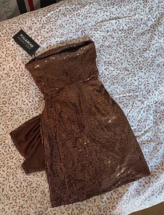 Vestido Pull&Bear marrón lentejuelas