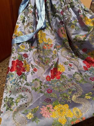 Traje de Fallera Azul y Multicolor