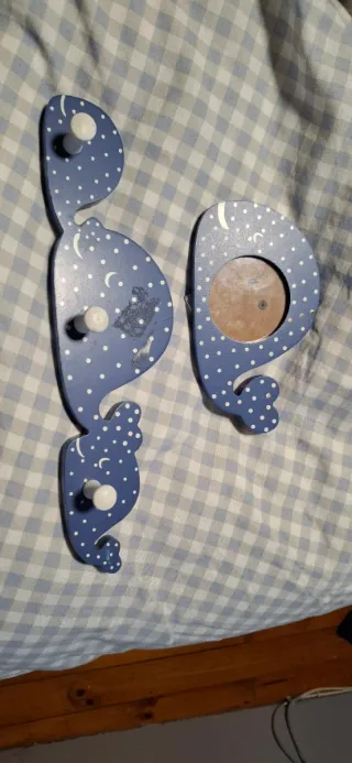 Lote Perchero y Marco Fotos Bebé Azul