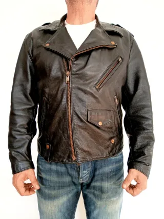 Cazadora cuero auténtico motera vintage M/L Medida