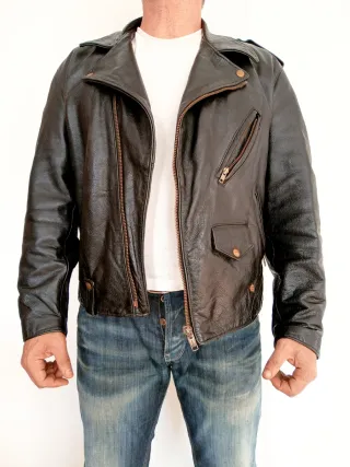 Cazadora cuero auténtico motera vintage M/L Medida