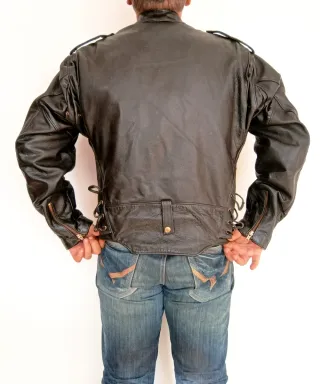 Cazadora cuero auténtico motera vintage M/L Medida