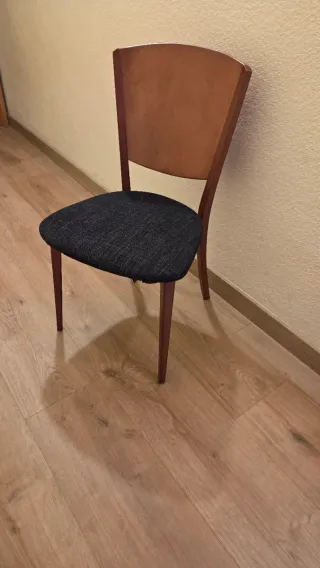 4 Sillas Comedor Madera y Tela