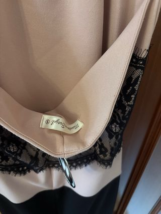 Vestido largo ceremonia encaje bicolor T.S