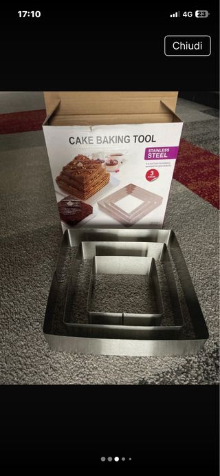 Set tre stampi per torte acciaio inossidabile
