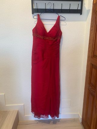 Vestido Rosa Clara Rojo Gasa Boda/Fiesta