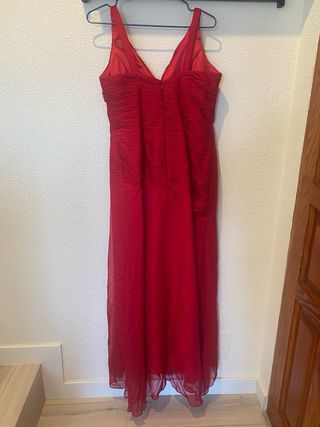 Vestido Rosa Clara Rojo Gasa Boda/Fiesta