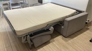 Divano letto 3 posti grigio tessuto