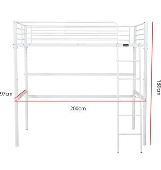 Estructura cama alta metálica + colchón + almohada