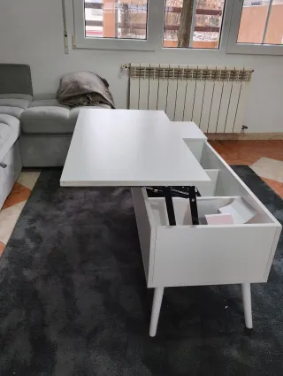 Mesa centro abatible madera blanca