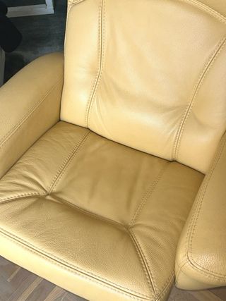 Sillón 100% Piel Giratorio Reclinable Beige