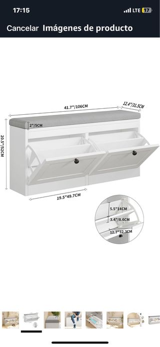 Zapatero Banco 2 Cajones Blanco