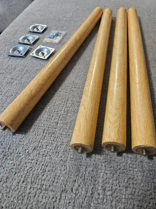 4 Patas Madera Mesa 50cm + Soportes