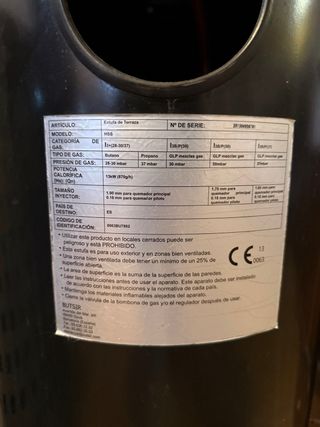 Estufa seta terraza butano exterior LEER BIEN!!