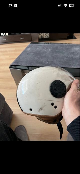 Casco Jet Scooter Blanco y Marrón