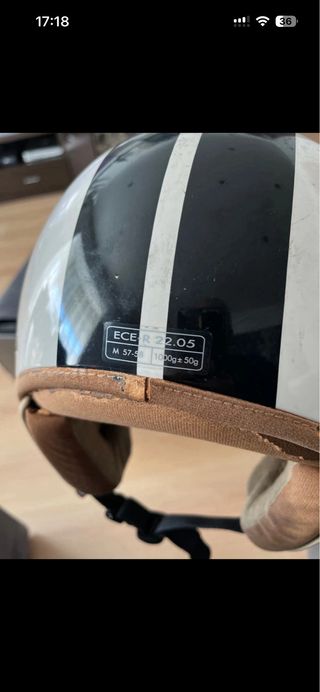 Casco Jet Scooter Blanco y Marrón