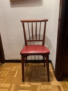 Silla vintage madera y cuero