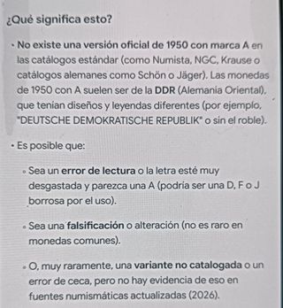 Moneda 50 Pfennig Alemania 1990