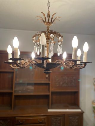 Lámpara bronce y cristal estilo francés