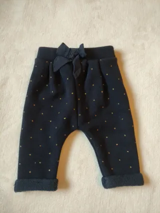 Pantalón invierno bebé azul con topos dorados