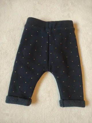 Pantalón invierno bebé azul con topos dorados