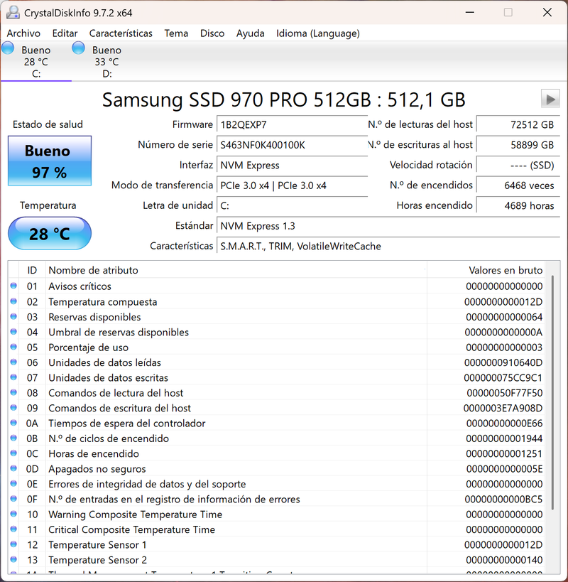 SSD Samsung 970 PRO 512GB NVMe M.2 afbeelding 2