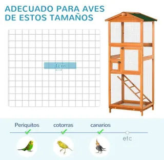 Jaula para pájaros de madera