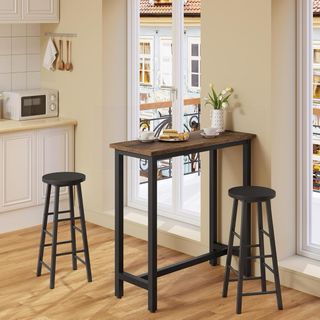 Mesa alta bar comedor madera y metal