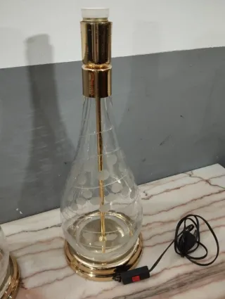 Lámparas cristal tallado doradas