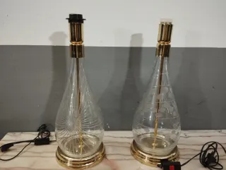 Lámparas cristal tallado doradas
