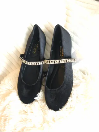 Manoletinas negras terciopelo con pedrería 38