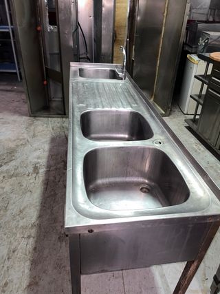 Fregadero industrial doble seno acero inoxidable