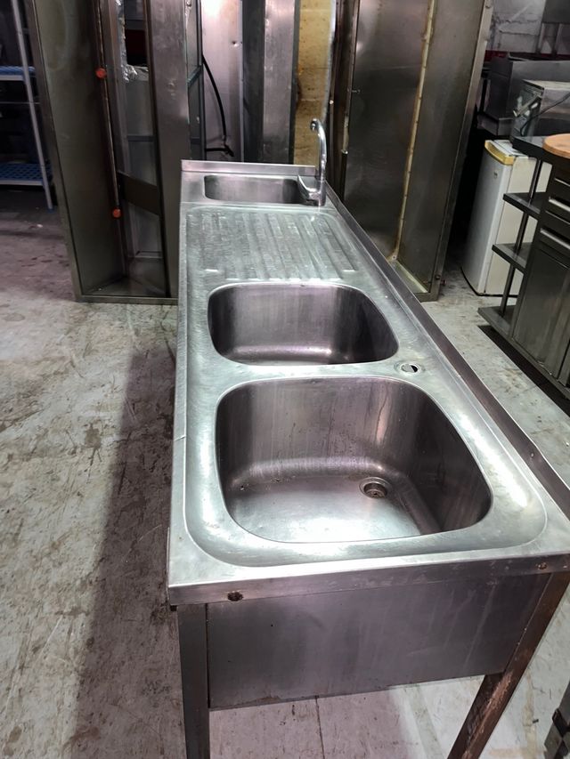 Fregadero industrial doble seno acero inoxidable