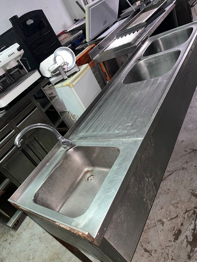 Fregadero industrial doble seno acero inoxidable