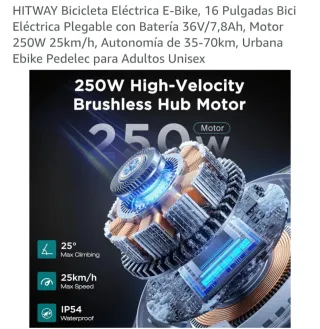 Bicicleta eléctrica HITWAY plegable