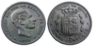 5 Centimos Peseta Alfonso XII 1879 OM