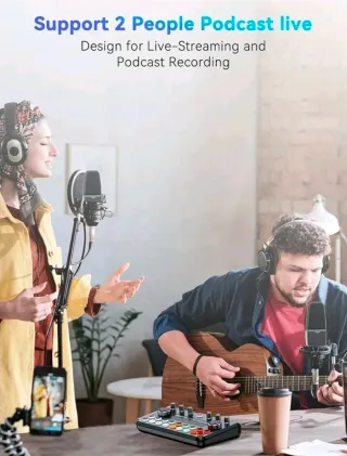 Kit Podcast 2 Microfoni Mixer Audio Bluetooth