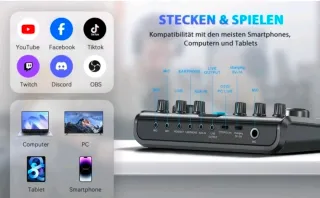 Kit Podcast 2 Microfoni Mixer Audio Bluetooth