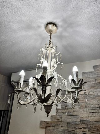 Lámpara araña vintage cristal y metal