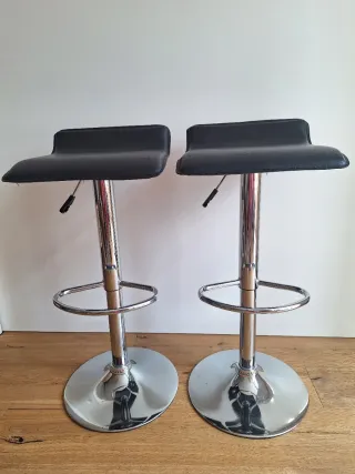 Pack 2 Taburetes Cocina Cuero y Metal