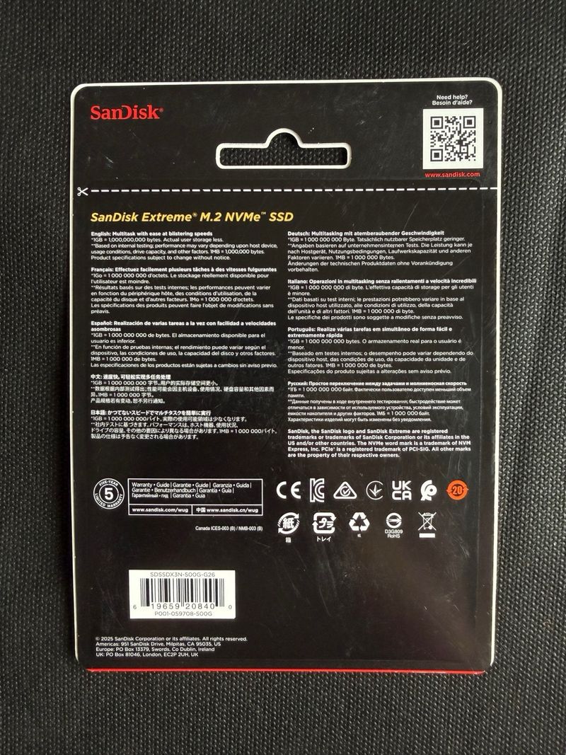 SanDisk Extreme SSD 500GB M.2 NVMe afbeelding 9
