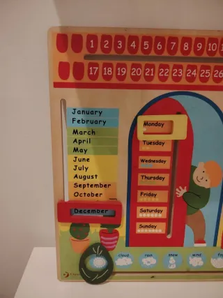 Painel Educativo Madeira Meses Dias Relógio
