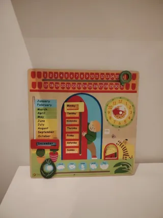 Painel Educativo Madeira Meses Dias Relógio