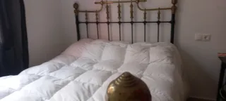 Cama antigua forja negra y dorada