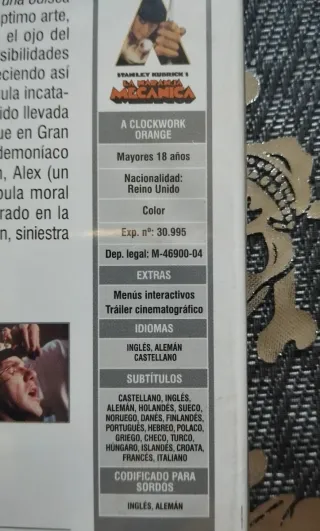 DVD La Naranja Mecánica